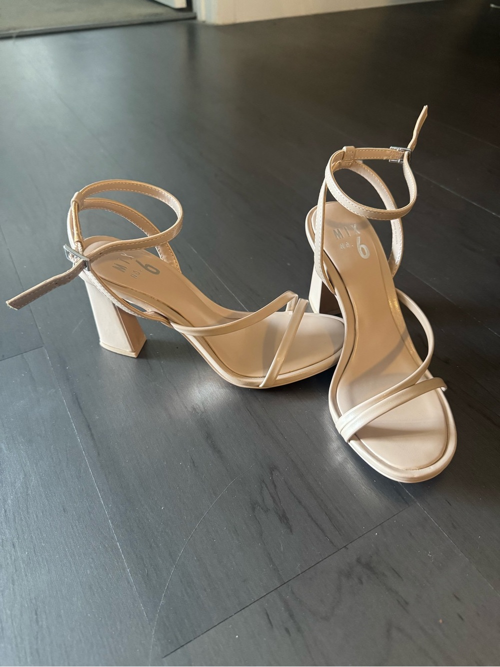 Mix No. 6 Nude Strappy Block Heel Sandals